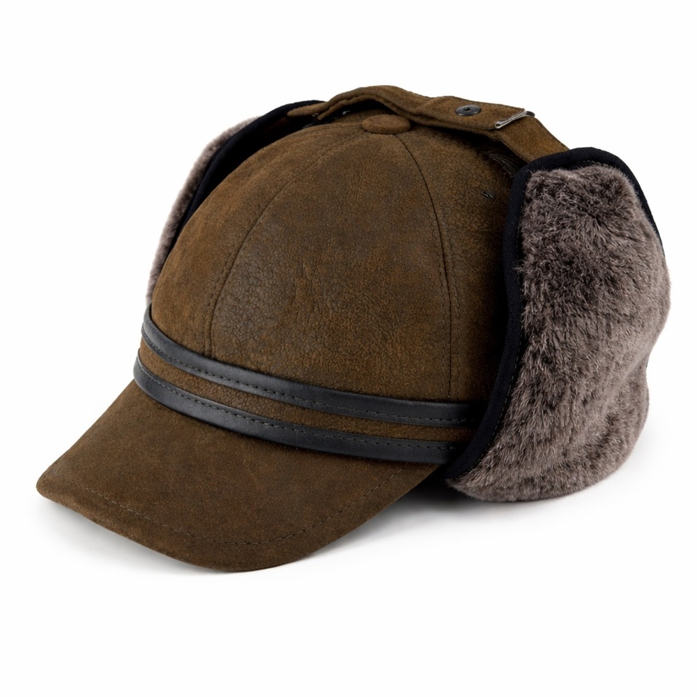 Lukkizara's Real Shearling Sheepskin Leather Trapper Hat | Aviator Hat Olive